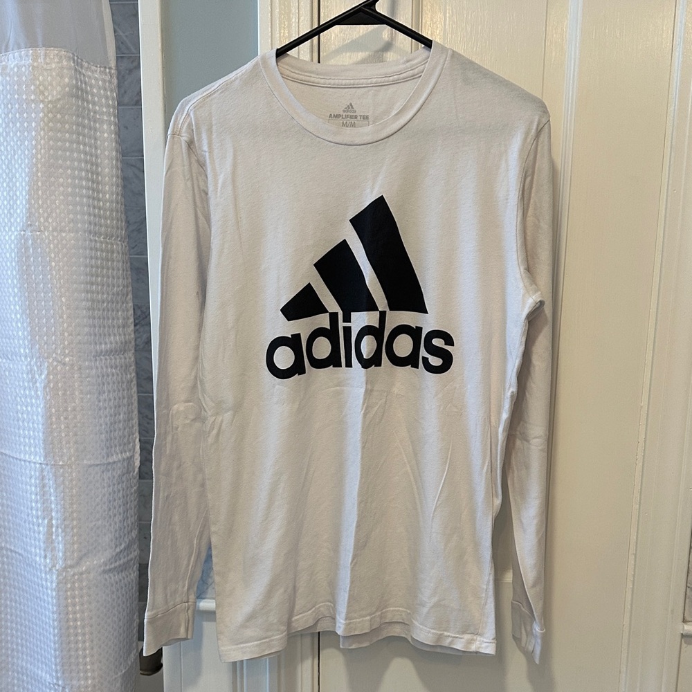 Adidas White Long Sleeve Tee with Black Logo